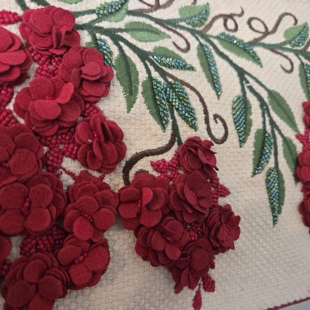 Isabella Fiore Red and Cream Floral Satchel - Picture 2 of 8